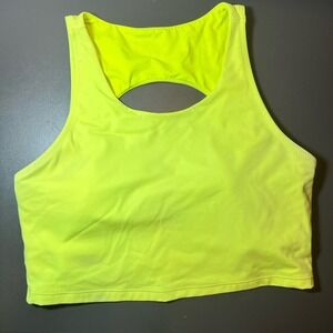 KIAVA Endurance Highlighter Yellow Strappy Sports Bra Swim Top Size Large